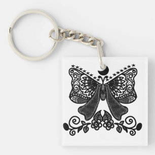 Mystical Luna Moth Celestial Gothic Insect Art Key Ring