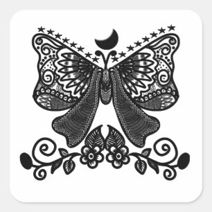 Mystical Luna Moth Celestial Gothic Insect Art Square Sticker