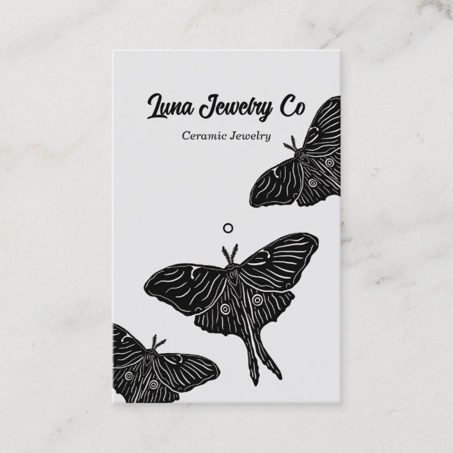 Mystical Luna Moth Jewellery Pin Business Card (Front)