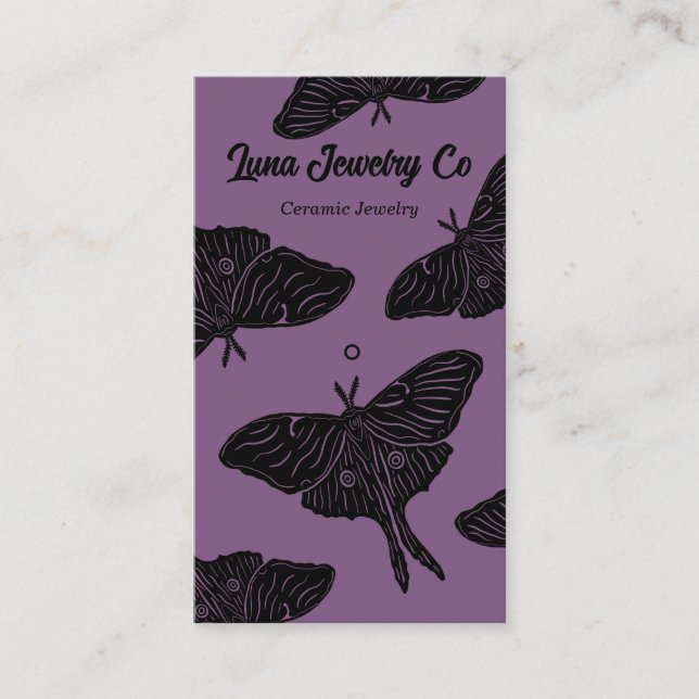 Mystical Luna Moth Jewellery Pin Business Card (Front)