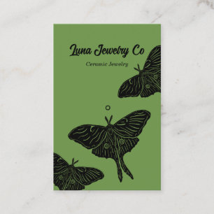 Mystical Luna Moth Jewelry Pin Business Card Green