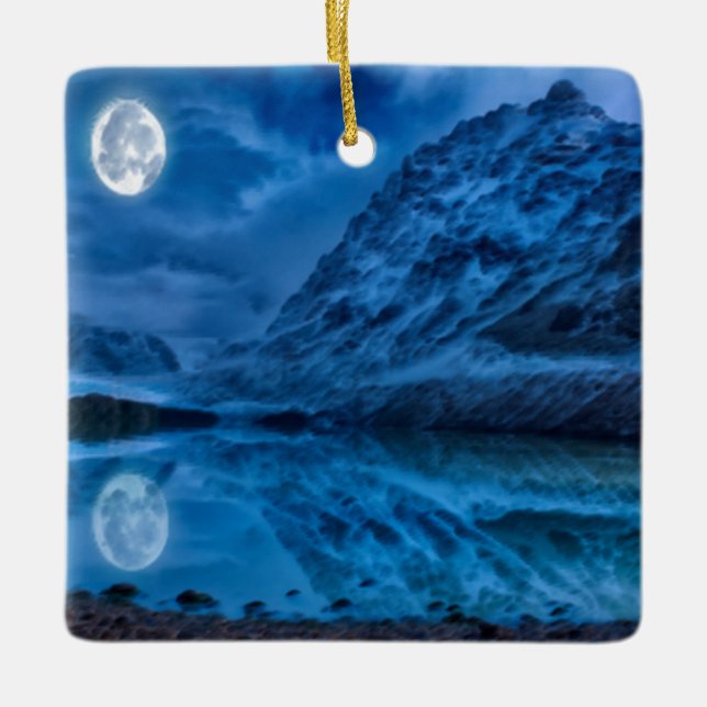 Mystical lunar midnight ceramic ornament (Front)