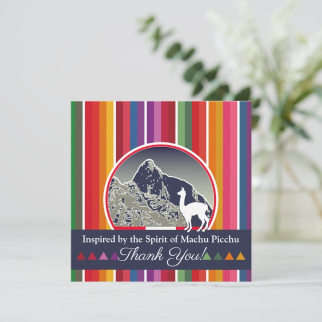 Mystical Machu Picchu Peru Inspired Travel Design Thank You Card (Standing Front)