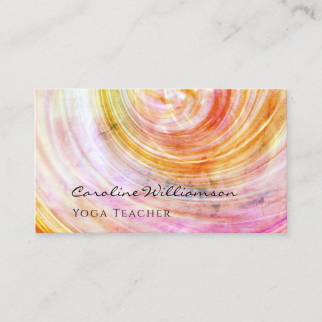 Mystical Magic Blush Pink Shell Yoga Teacher Business Card (Front)