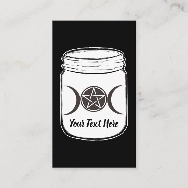 Mystical Magic Moons Triple Goddess Mason Jar Business Card (Front)