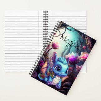 Mystical Magical Baby Blue Dragon Small Notebook