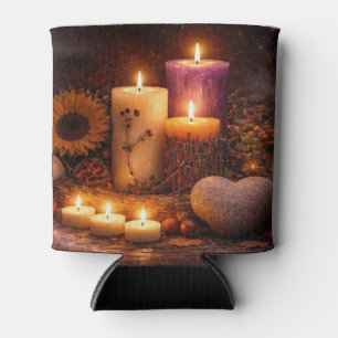 Mystical Magical Candles Heart Rock Can Cooler