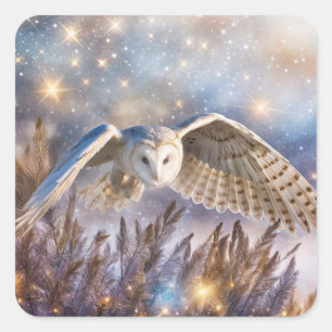 Mystical Magical Holiday Winter Solstice Owl Square Sticker