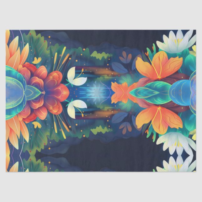 mystical magical landscape flowers tissue paper (Front)
