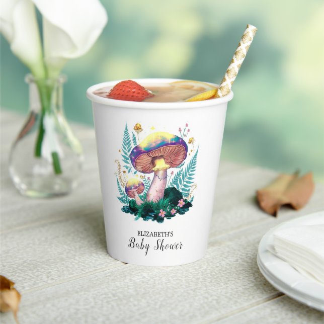 Mystical Magical Mushroom Baby Shower Paper Cups (Insitu)