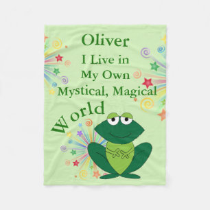 Mystical Magical World Funny Frog Fleece Blanket
