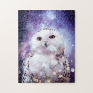 Mystical Majestic Galaxy Snowy Owl Jigsaw Puzzle