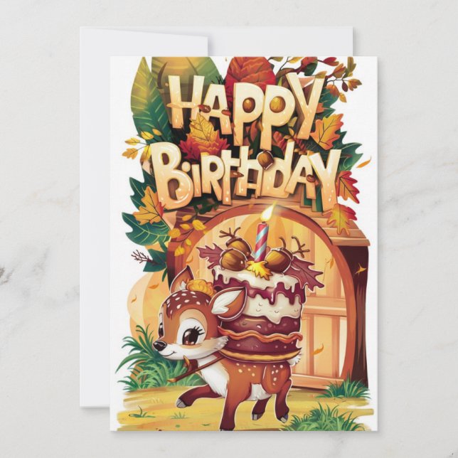  Mystical Maple Leaf Autumn Fall Happy Birthday Card (Front)
