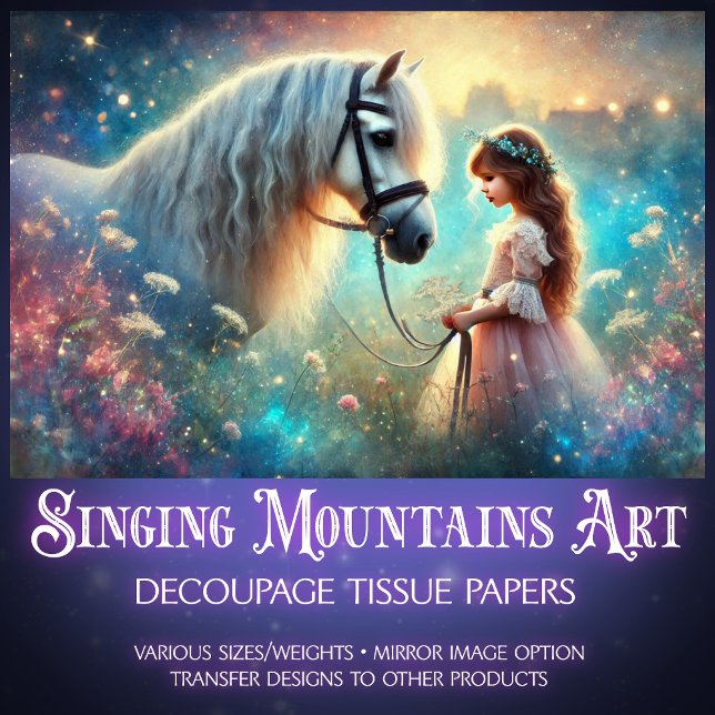 Mystical Meadow Horse and Girl Decoupage  Tissue Paper (Creator Uploaded)
