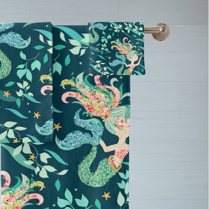 Mystical Mermaid Pattern Bath Towel Set