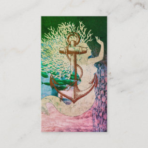 Mystical Mermaid With Coral Hair Business Card