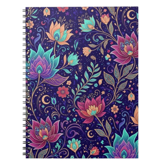 Mystical Midnight Lotus Garden Notebook (Front)