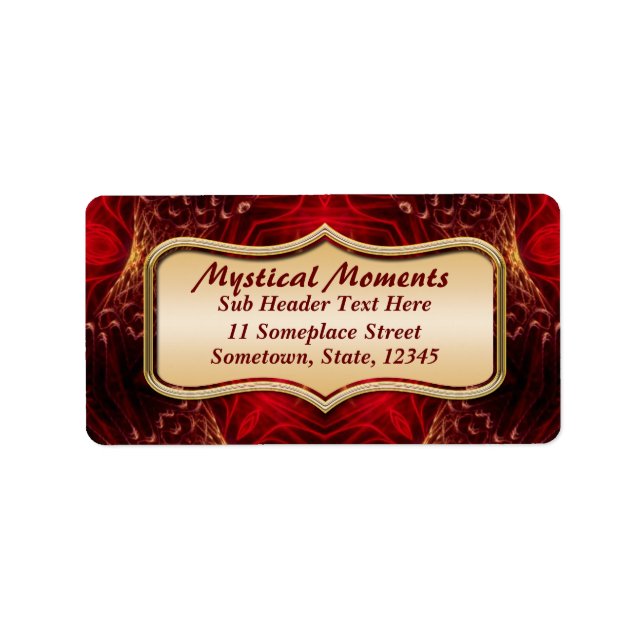 Mystical Moments Red Fractal Art Address Labels (Front)