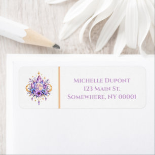 Mystical Moon and Crystals Birthday Party Address Return Address Label