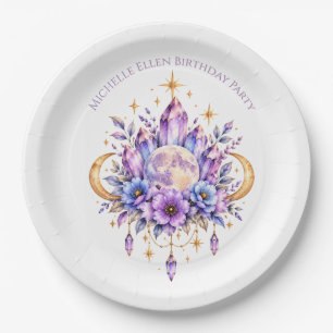 Mystical Moon and Crystals Birthday Party Paper Plate