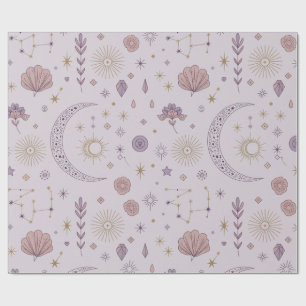 Mystical Moon and Stars Wrapping Paper Celestial