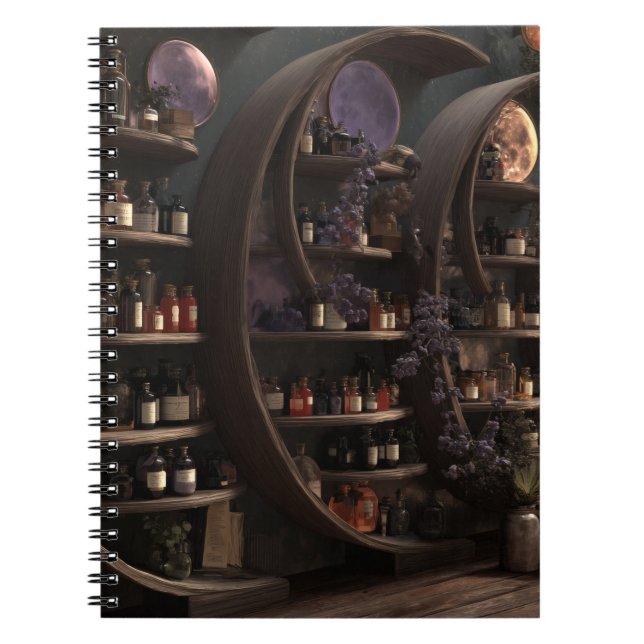 Mystical Moon Apothecary Shelf Notebook (Front)
