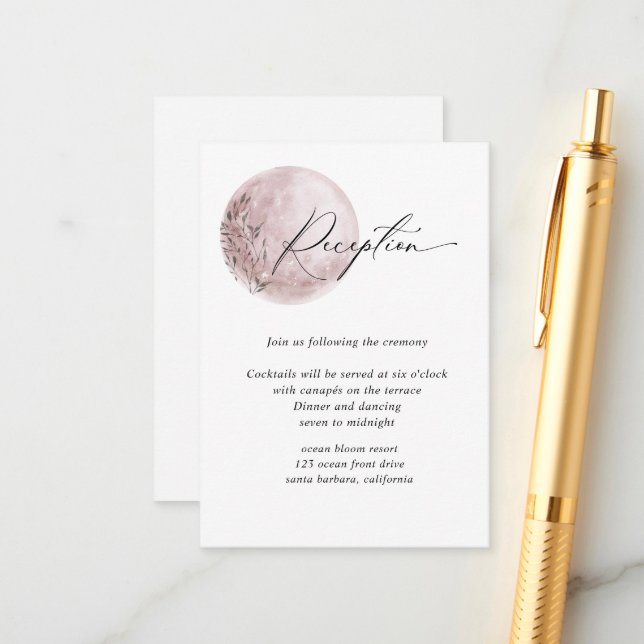 Mystical Moon Blush Pink Reception Enclosure Card (Front/Back In Situ)