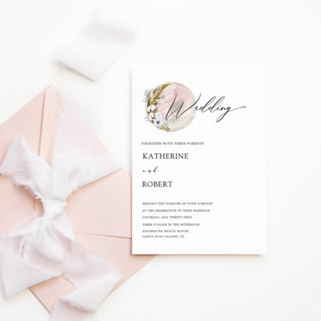 mystical moon bohemian pink Wedding Invitation (Creator Uploaded)
