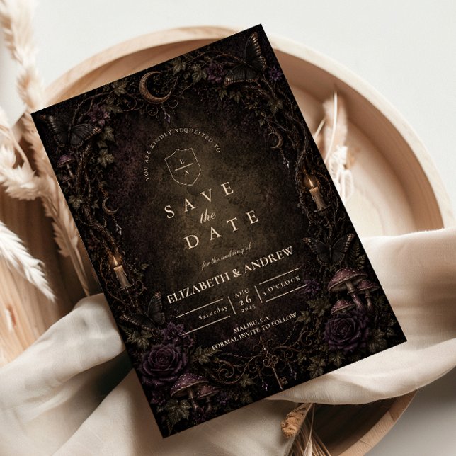 Mystical Moon Goth Forest Wedding Save The Date (Creator Uploaded)
