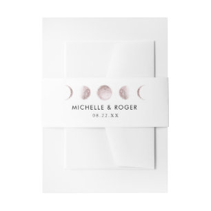 Mystical Moon Phases Blush Pink Wedding Belly Band Invitation Belly Band