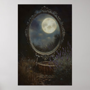 Mystical Moon Reflection Art Dark Academia Poster