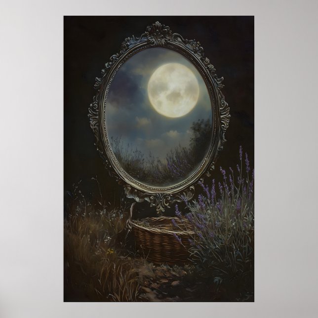 Mystical Moon Reflection Art Dark Academia Poster (Front)