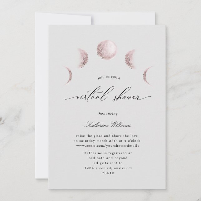 mystical moon virtual baby Shower Invitation (Front)