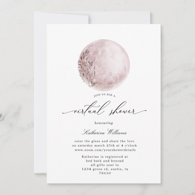 mystical moon virtual baby Shower Invitation (Front)