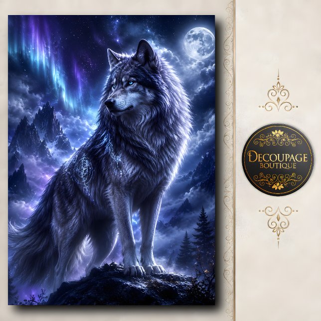 Mystical Moon Wolf Aurora Tissue Paper (Mystical Moon Wolf Aurora Tissue Paper)