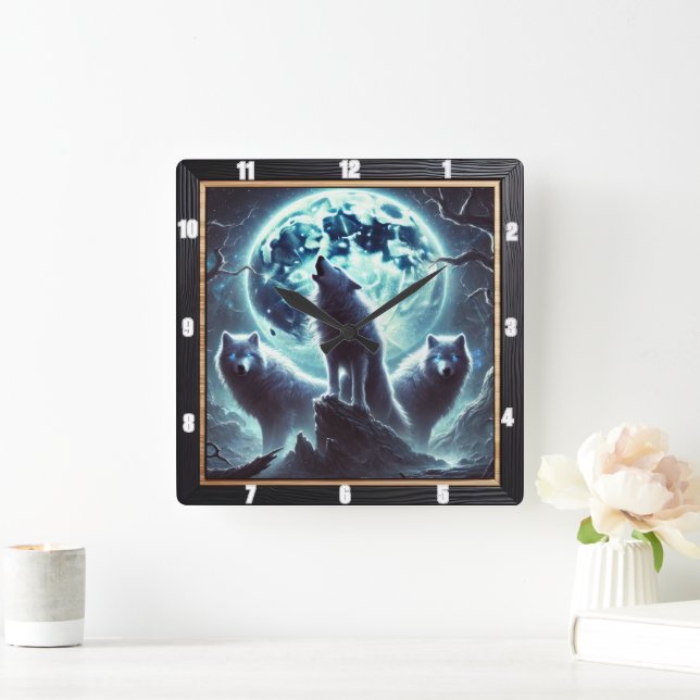 Mystical Moon Wolf Clock (Home)