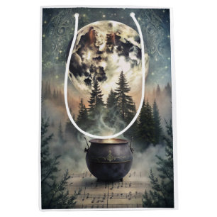 Mystical Moonlit Forest Cauldron -Witchy Magic Art Medium Gift Bag