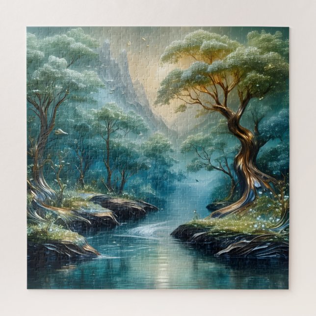 Mystical Moonlit Forest River Jigsaw Puzzle (Vertical)