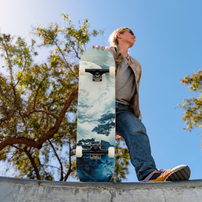 Mystical Moonlit Mountain Landscape Skateboard (Outdoor 1)