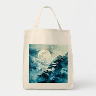 Mystical Moonlit Mountain Landscape Tote Bag