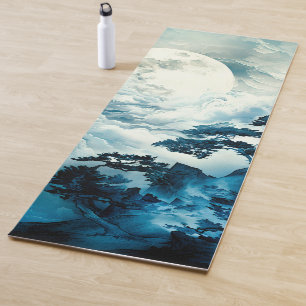 Mystical Moonlit Mountain Landscape Yoga Mat