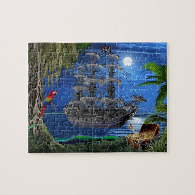Mystical Moonlit Pirate Ship Jigsaw Puzzle (Horizontal)
