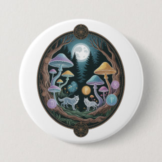Mystical Moonlit Wolves in Enchanted Mushroom Fore 7.5 Cm Round Badge