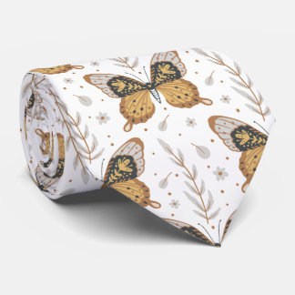 Mystical Moth Butterfly Pattern Tie
