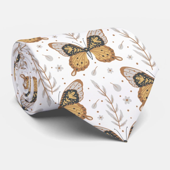 Mystical Moth Butterfly Pattern Tie (Rolled)