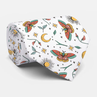 Mystical Moth Butterfly Pattern Tie