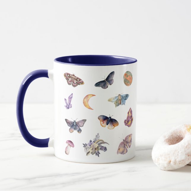 Mystical Moth Crystal Coffee Mug (With Donut)