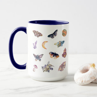Mystical Moth Crystal Pattern Witch Coffee Mug
