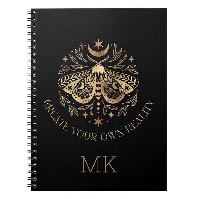 Mystical Moth Golden Butterfly Notebook (Front)