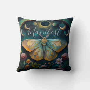 Mystical Moth & Moon Phases Manifest Art Cushion